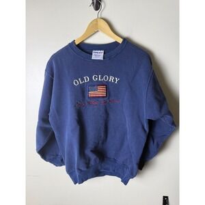 Eagle 90s Sweatshirt "Old Glory Long May She Wave" Patriotic Heavyweight Mens M